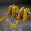 Yellow Heavy Duty Industrial Winches Featuring Large Drums And Auxiliary Control Units