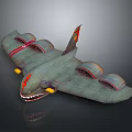 Vintage Military Aircraft 3D Model With Shark Mouth Design Red Tail Emblem And Four Engines