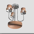 Modern Chandelier With Metallic Frame Three Beige Fabric Shades And Patterned Base 3d model