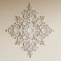Intricate White Classic Decorative Ceiling Medallion With Ornate Patterns On Ceiling 3d model