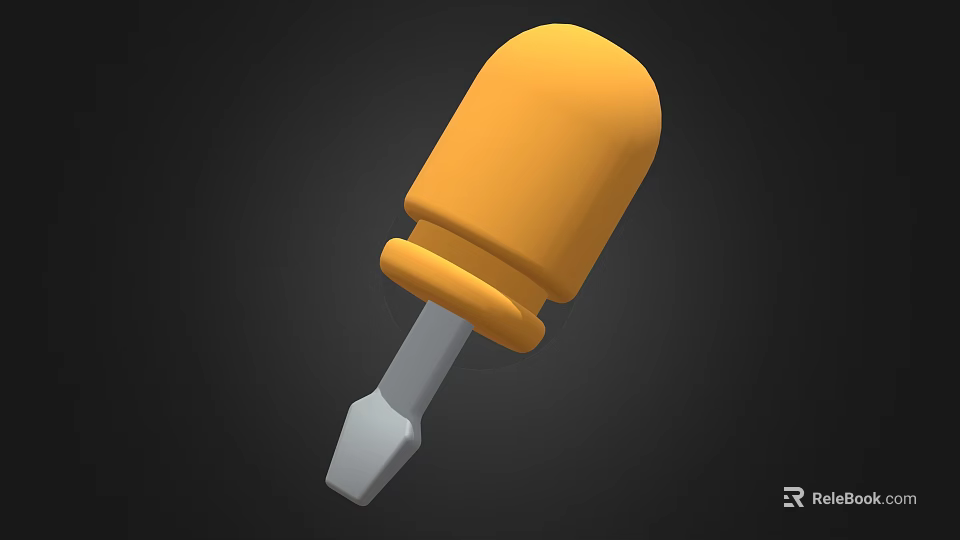 Industrial Equipment Yellow Screwdriver With Metal Shaft And Durable Grip Design 3d model 