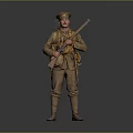 Game Movie Character Soldier In Military Uniform With Rifle Hat And Gear