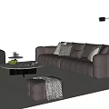 Modern Italian Sofa Coffee Table Combination Leather Sofa Multiplayer Sofa Floor Lamp Stool Decoration Carpet 3d model
