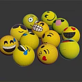 Yellow Emoji Face Balls Decorative Ornament Set For Home Desktop Decoration