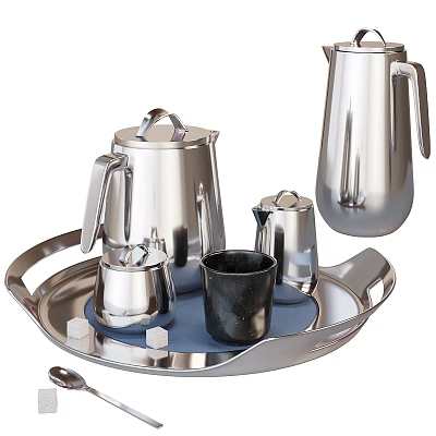 Tea Set Ornaments Tea Room Ornaments Tea Table Ornaments Stainless Steel Teapot Stainless Steel Tea Set Metal Tea Set 3d model
