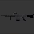 Black Tactical Machine Gun with Large Drum Magazine Long Barrel and Ergonomic Grip