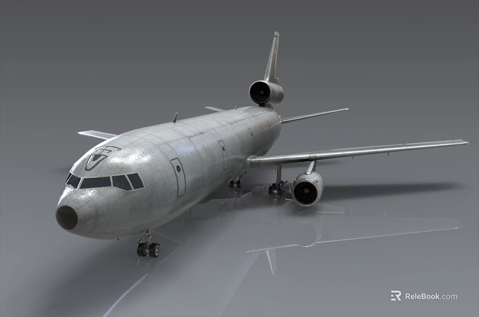 Silver Fighter Jet With Jet Engines Cockpit Windows Parked On Smooth Ground With Reflection 3d model 
