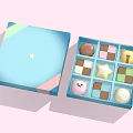 Colorful Dessert Box With Open Lid Showing Star Bear And Square Shaped Sweets