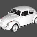 Vintage White Volkswagen Beetle Car With Classic Design And Retro Exterior
