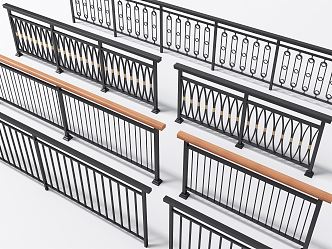 Modern guardrail wrought iron guardrail 3d model