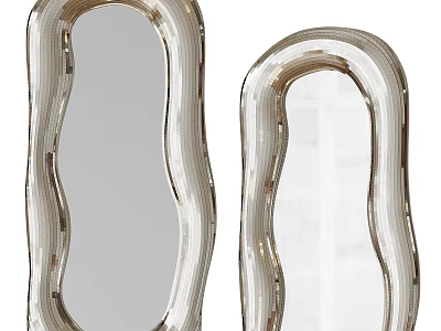 Modern Metallic Frame Mirrors Set of Two with Irregular Curved Design 3d model