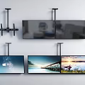Wall Mounted TVs Featuring Black Brackets And Multiple Screens With Different Scenery And Starry Sky 3d model
