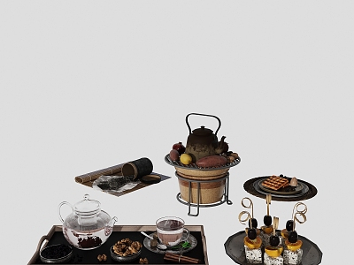 Modern Food Combination Modern Tea Set Food Beverage Table Food 3d model