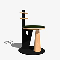 Modern Leisure Chair With Black Frame Wooden Slat Back Green Leather Seat And Tapered Base