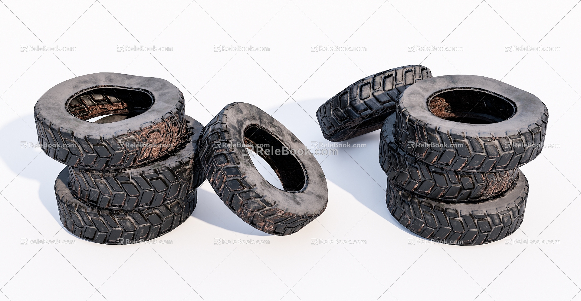 Modern tires Broken tires 3d model