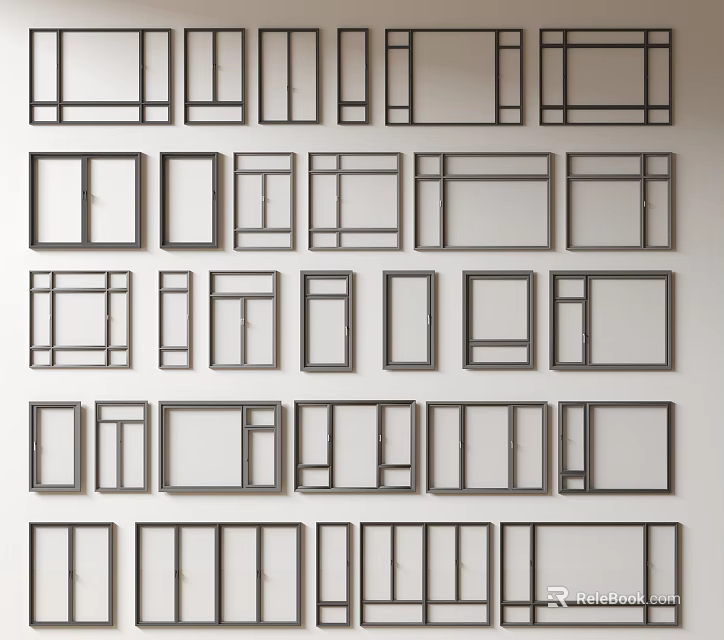 Various Modern Casement Window Designs With Different Frame Styles And Sizes For Home Installation 3d model 