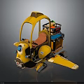 Yellow Cartoon Style Toy Car With Orange Seat Blue Lights And Rear Shelf