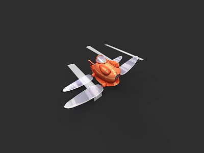 Orange Sci Fi Aircraft 3D Model With Transparent Wings And Cockpit 3d model