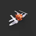 Orange Sci Fi Aircraft 3D Model With Transparent Wings And Cockpit