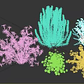 Various Red Blue White And Beige Flowering Plants With Spike Blooms And Green Leaves