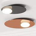 Modern Circular Ceiling Lights with Black and Copper Design and Illuminated White Sections 3d model
