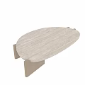 Modern Coffee Table With Smooth Oval Wood Grain Top And Sturdy Geometric Base Structure