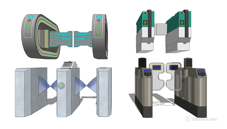 Various Types of Security Turnstiles for Public Facilities Access Control 3d model 