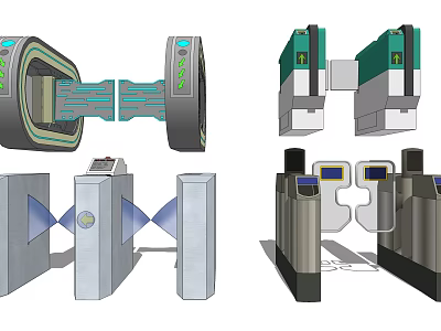Various Types of Security Turnstiles for Public Facilities Access Control 3d model