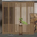 New Chinese-style screen solid wood screen partition 3d model
