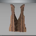 Wood And Stone Artistic Sculpture With Symmetrical Design Intricate Textures And Natural Tones