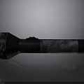 Vintage Black Flashlight With Metallic Body And Worn Texture On Smooth Surface