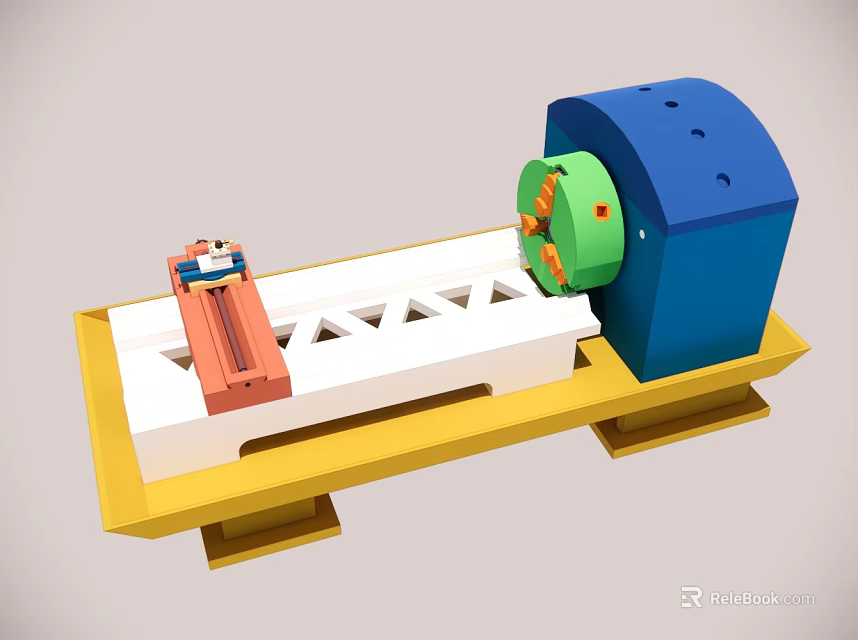 Industrial Equipment Mechanical Structure With Yellow Base White Frame And Colored Components 3d model 