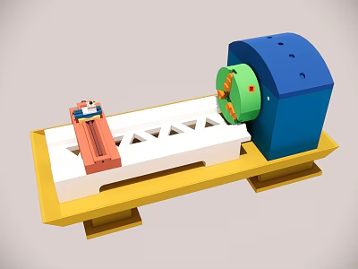 Industrial Equipment Mechanical Structure With Yellow Base White Frame And Colored Components 3d model