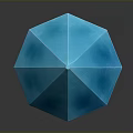 Glossy Transparent Polyhedral Crystal With Blue Purple Gradient On Dark Background