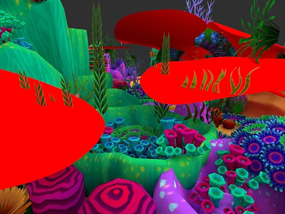 Aquatic Animals Living In Vibrant Coral Reef With Colorful Marine Plants And Seaweed 3d model