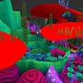 Aquatic Animals Living In Vibrant Coral Reef With Colorful Marine Plants And Seaweed