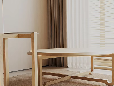 Modern Minimalist Interior Sofa Coffee Table Combination With Light Wood Design And Natural Light 3d model