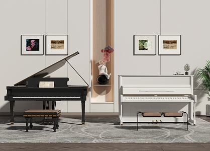 Modern Piano Musical Instrument Piano Room Electronic organ 3d model