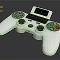White Wireless Game Controller Electronic Device With Black Joysticks Colorful Buttons And Display Screen