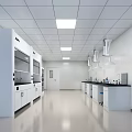 Modern White Laboratory Interior With Fume Hoods Lab Benches And Ceiling Lights