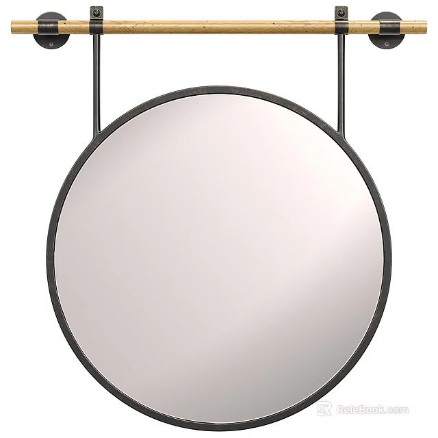 Round Wall Mounted Mirror With Black Frame For Modern Home Decor 3d model 
