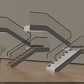 Modern Staircase Design With Glass Railing White Steps Wooden Floor And Decorative Plants