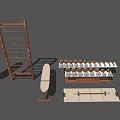 Sports Equipment Including Punching Bag Wooden Ladder Dumbbell Rack Dumbbells And Training Bench For Home Use