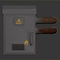 Gray Metal Computer Equipment With Yellow Warning Sign Copper Tubes Vent And Handle