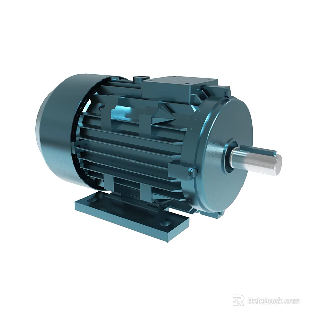 Industrial Electric Motor Featuring Metal Casing Rotating Shaft And Stable Base 3d model 