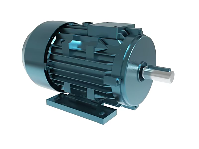 Industrial Electric Motor Featuring Metal Casing Rotating Shaft And Stable Base 3d model