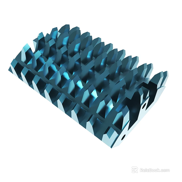 Blue Geometric Spiked Structure With Metallic Texture And Industrial Design Elements 3d model 