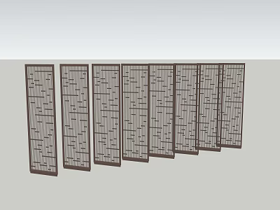 Wooden Room Divider Screens With Geometric Patterns In Modern Minimalist Design Arranged In A Row 3d model