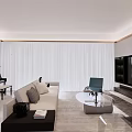 Modern Living and Dining Room Interior Design With TV Wall Dining Table Chairs and Lighting