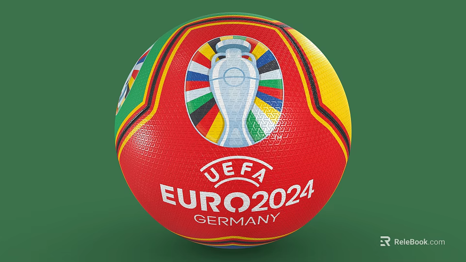 Official UEFA EURO 2024 Germany Football with Colorful Logo and Design 3d model 